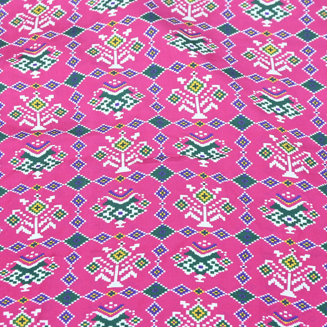 Premium Modal Satin Fabric with Traditional Patola Digital Print - 001416-P4
