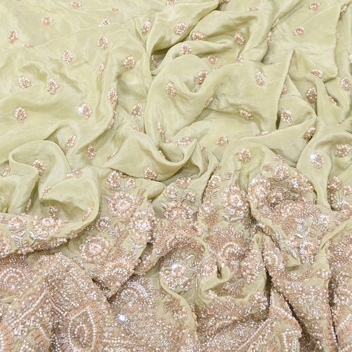 Premium Crepe Moti & Sequence Embroidery Fabric 54" | Designer Fabric | V12879C-02