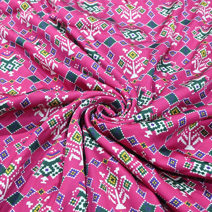 Premium Modal Satin Fabric with Traditional Patola Digital Print - 001416-P4