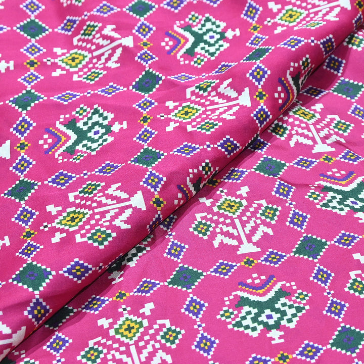 Premium Modal Satin Fabric with Traditional Patola Digital Print - 001416-P4