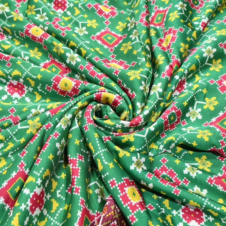 Premium Modal Satin Fabric with Traditional Patola Digital Print - 001416-P3
