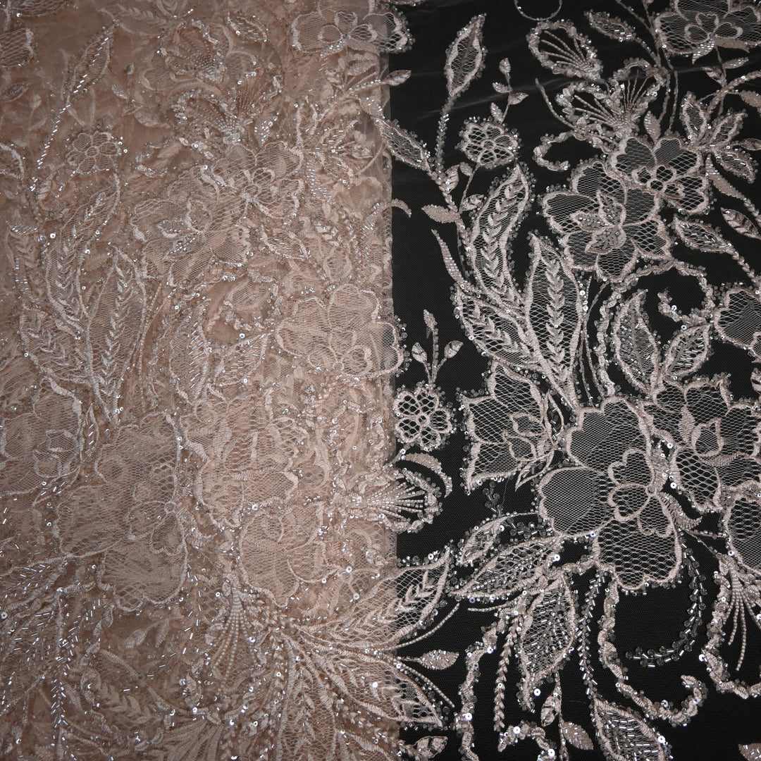 Shand Lace Patches & Cut Dana Sequins Work on Net Fabric