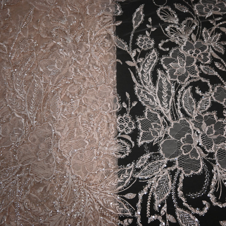 Shand Lace Patches & Cut Dana Sequins Work on Net Fabric