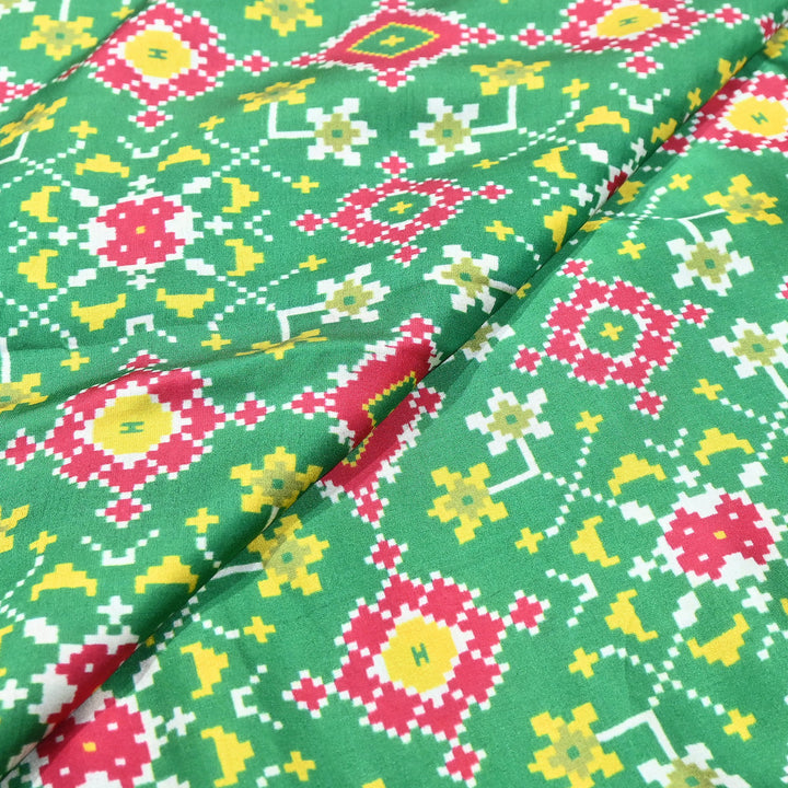 Premium Modal Satin Fabric with Traditional Patola Digital Print - 001416-P3