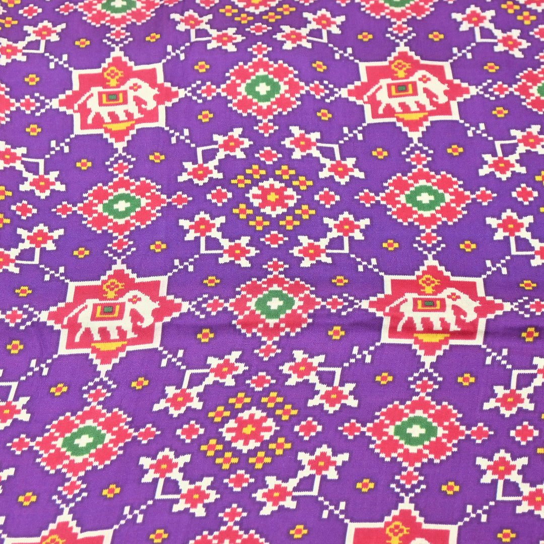 Premium Modal Satin Fabric with Traditional Patola Digital Print - 001416-P2