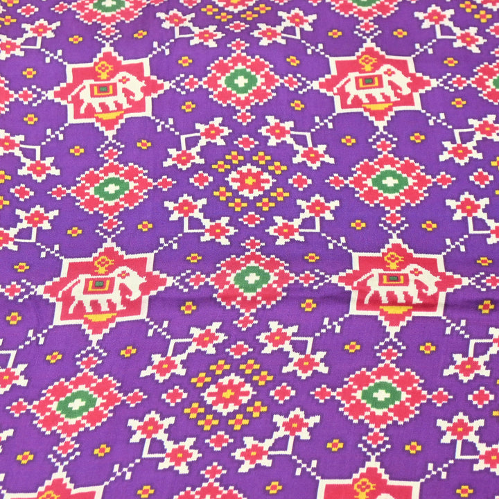 Premium Modal Satin Fabric with Traditional Patola Digital Print - 001416-P2