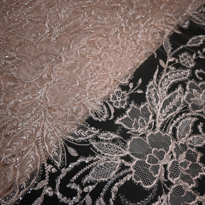 Shand Lace Patches & Cut Dana Sequins Work on Net Fabric