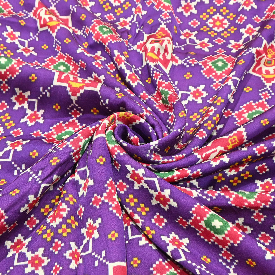 Premium Modal Satin Fabric with Traditional Patola Digital Print - 001416-P2