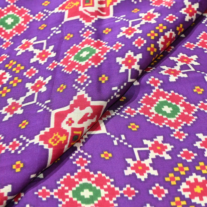 Premium Modal Satin Fabric with Traditional Patola Digital Print - 001416-P2