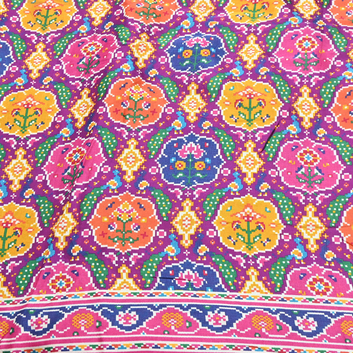 Premium Modal Satin Fabric with Traditional Patola Digital Print - 001416-P1