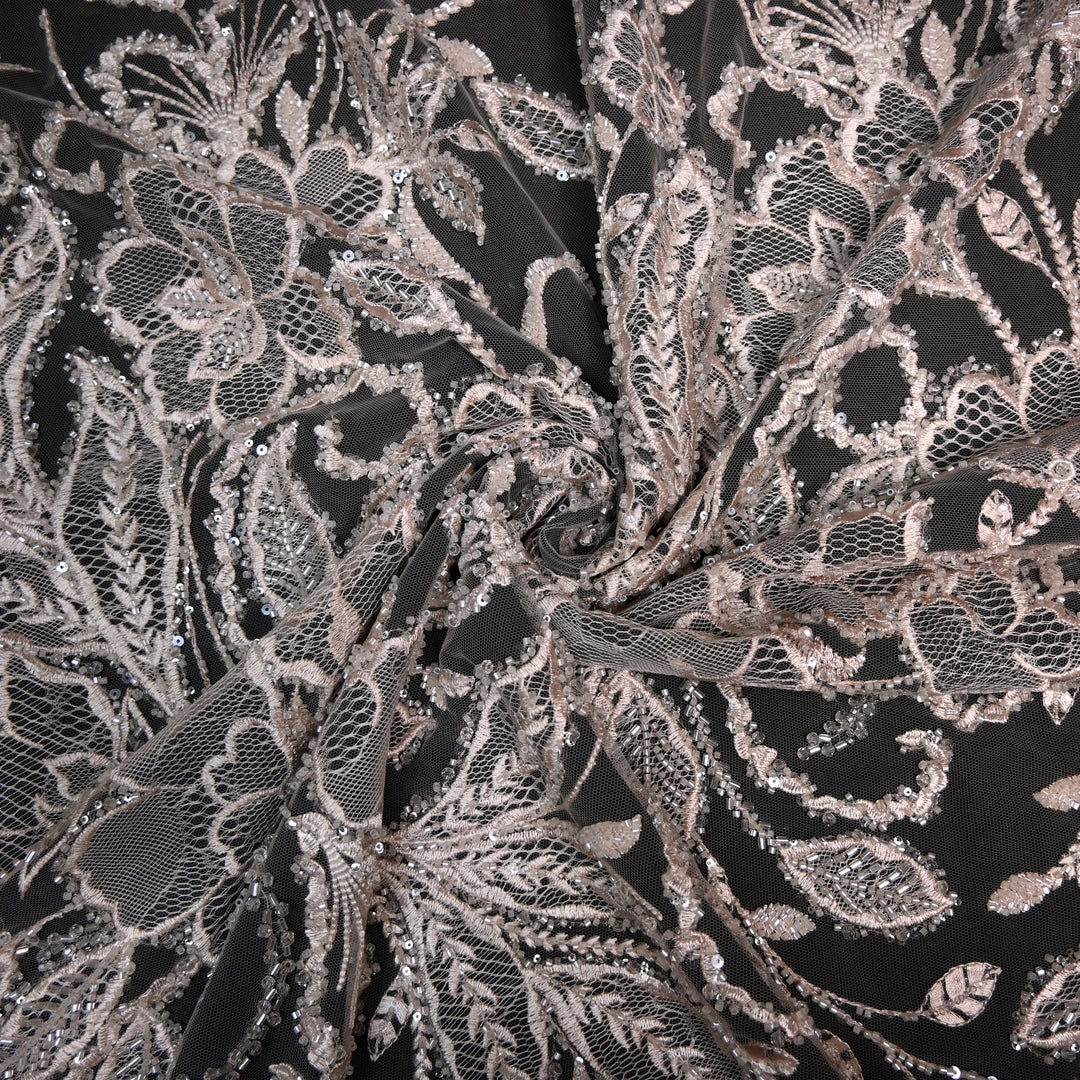 Shand Lace Patches & Cut Dana Sequins Work on Net Fabric