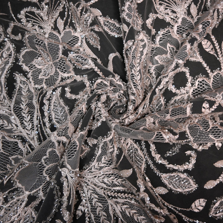 Shand Lace Patches & Cut Dana Sequins Work on Net Fabric