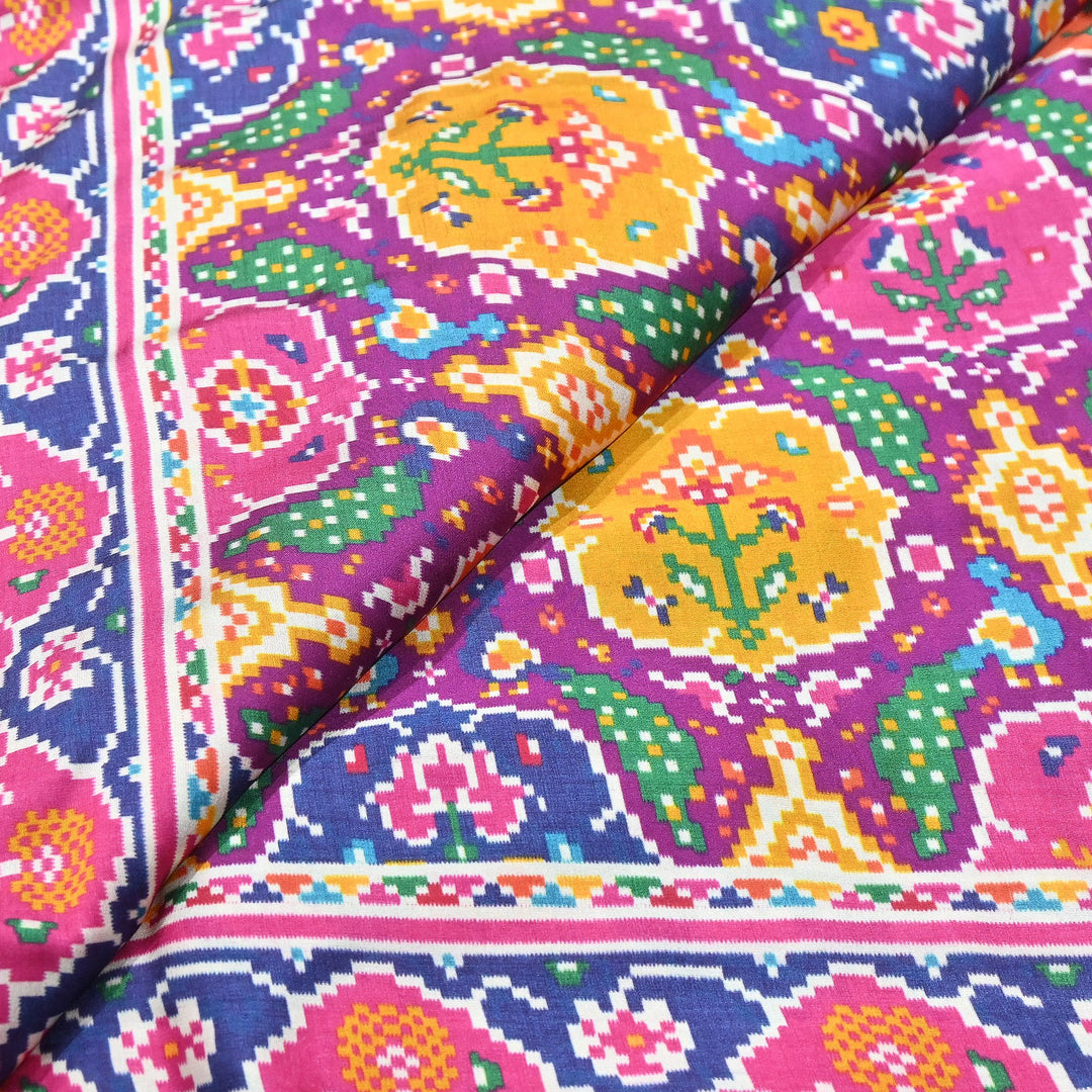 Premium Modal Satin Fabric with Traditional Patola Digital Print - 001416-P1