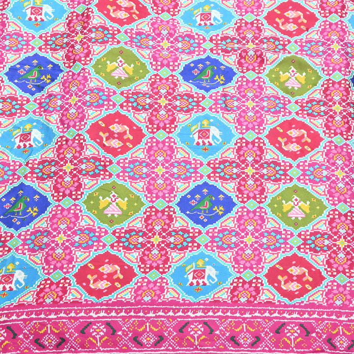 Premium Modal Satin Fabric with Traditional Patola Digital Print - 001416-P
