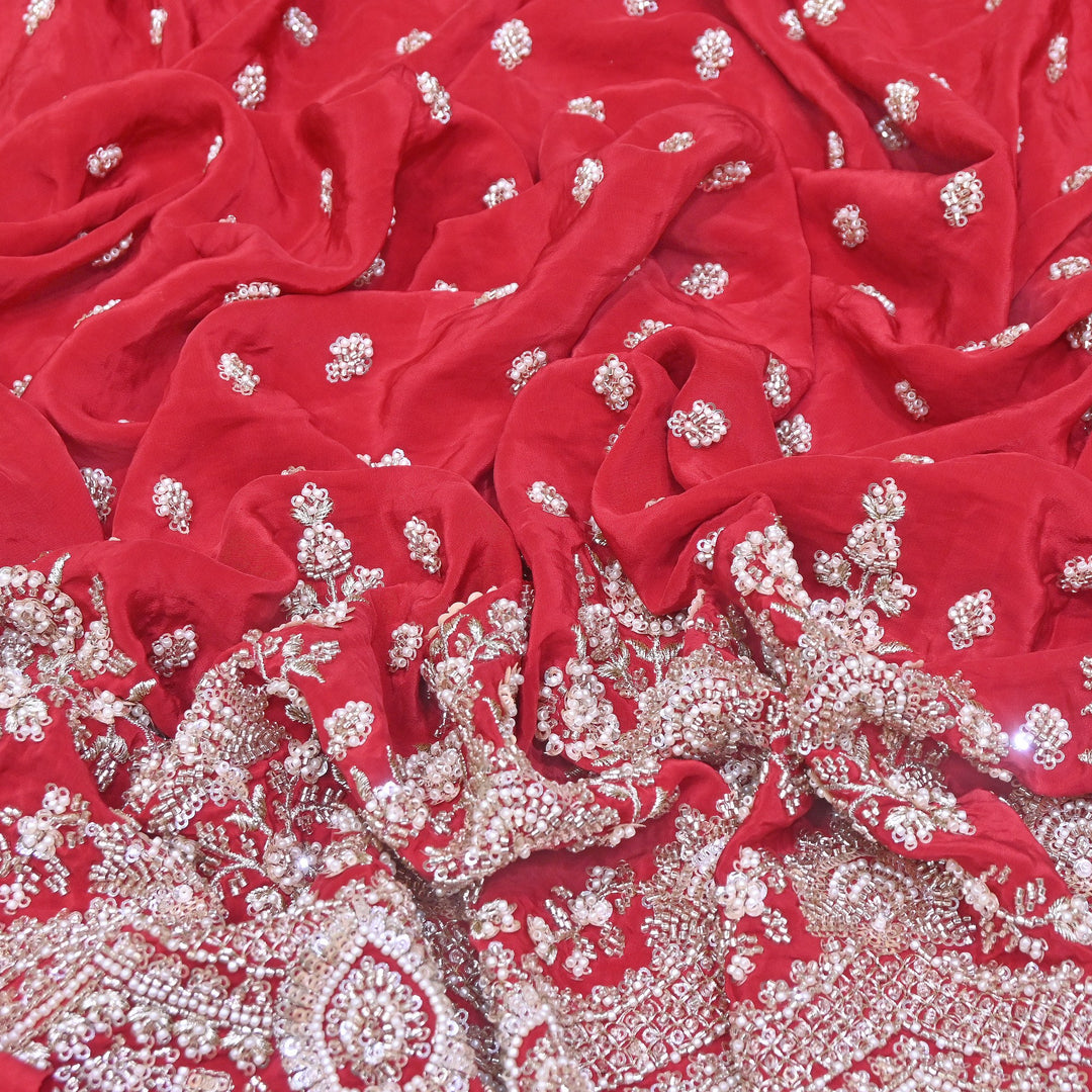 Premium Crepe Moti & Sequence Embroidery Fabric 54" | Designer Fabric | V12879C-09
