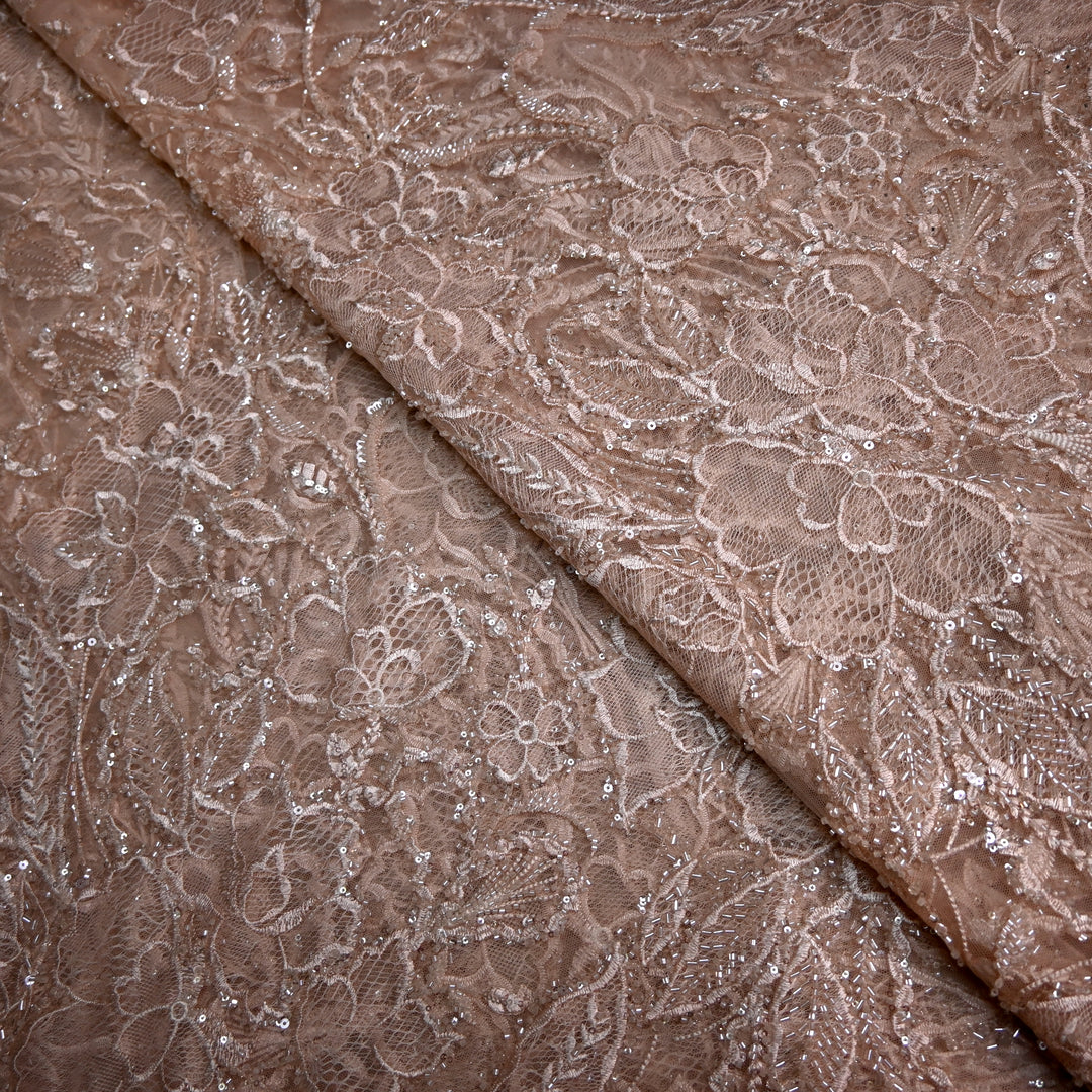 Shand Lace Patches & Cut Dana Sequins Work on Net Fabric