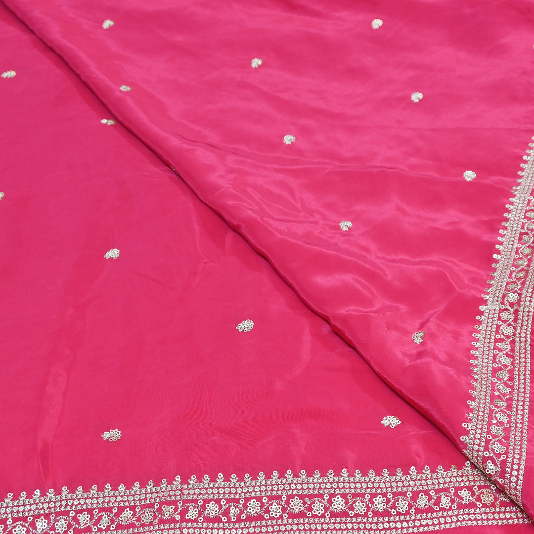 Premium Dyed Crepe Zari & Sequins Embroidery Fabric – Luxury Designer Crepe Fabric for Festive & Party Wear|KP1502-1
