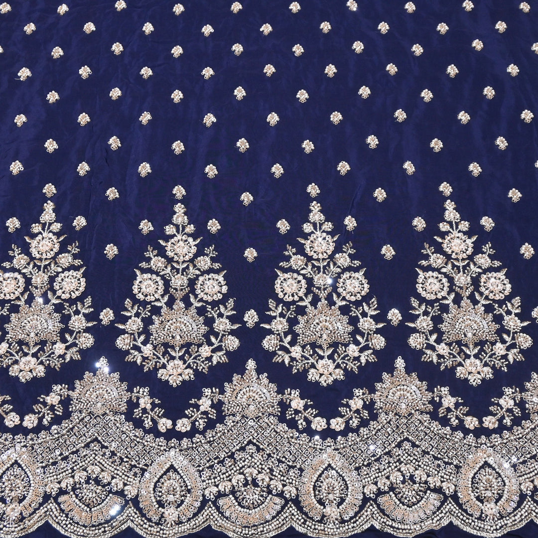 Premium Crepe Moti & Sequence Embroidery Fabric 54" | Designer Fabric | V12879C-08