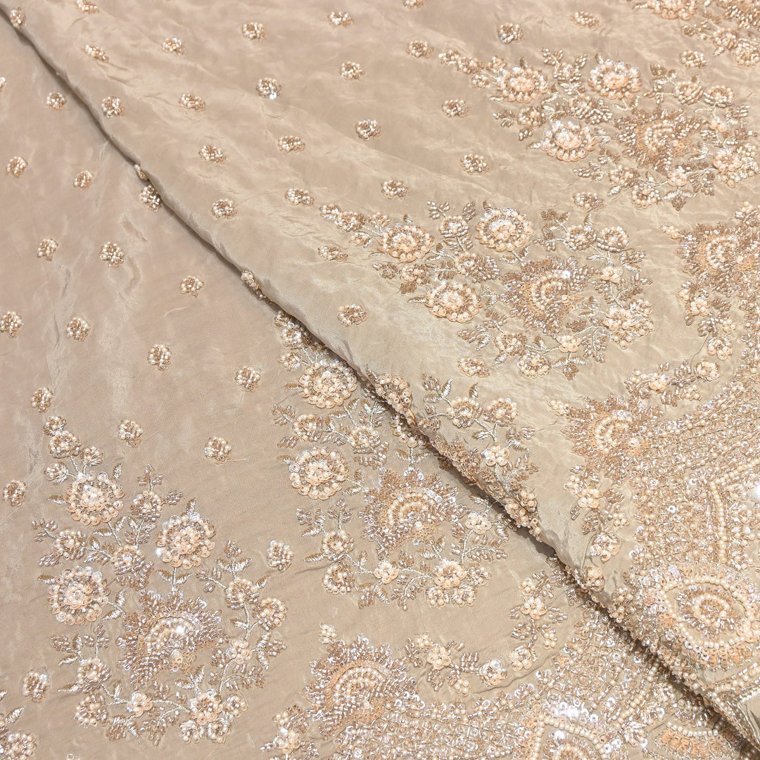 Premium Crepe Moti & Sequence Embroidery Fabric 54" | Designer Fabric | V12879C-04