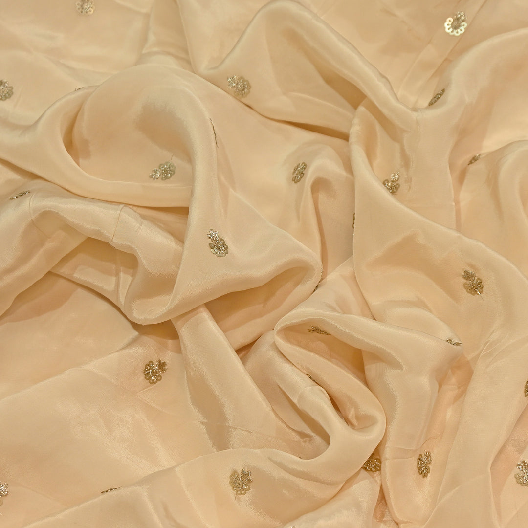 Premium Dyed Crepe Zari & Sequins Embroidery Fabric – Luxury Designer Crepe Fabric for Festive & Party Wear|KP1502-4