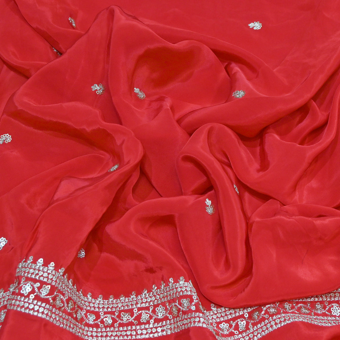 Premium Dyed Crepe Zari & Sequins Embroidery Fabric – Luxury Designer Crepe Fabric for Festive & Party Wear|KP1502-5