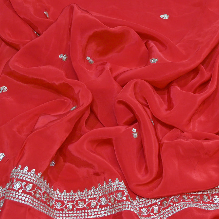 Premium Dyed Crepe Zari & Sequins Embroidery Fabric – Luxury Designer Crepe Fabric for Festive & Party Wear|KP1502-5