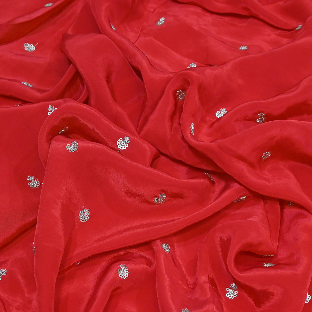 Premium Dyed Crepe Zari & Sequins Embroidery Fabric – Luxury Designer Crepe Fabric for Festive & Party Wear|KP1502-6