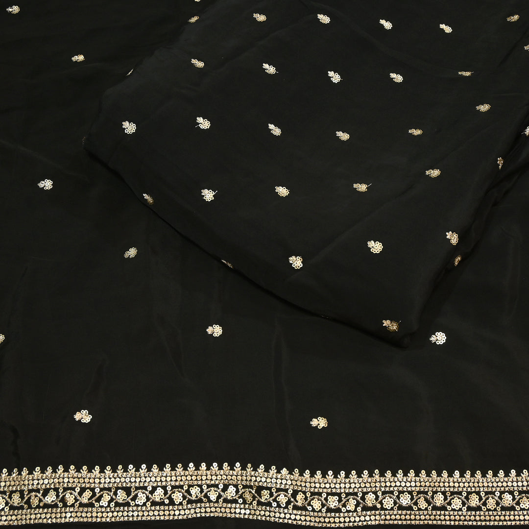 Premium Dyed Crepe Zari & Sequins Embroidery Fabric – Luxury Designer Crepe Fabric for Festive & Party Wear|KP1502-7