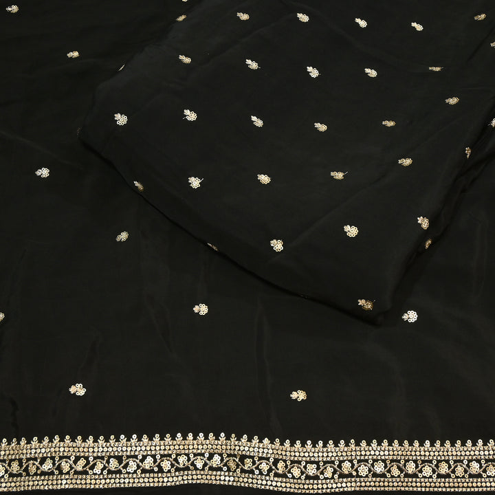 Premium Dyed Crepe Zari & Sequins Embroidery Fabric – Luxury Designer Crepe Fabric for Festive & Party Wear|KP1502-7