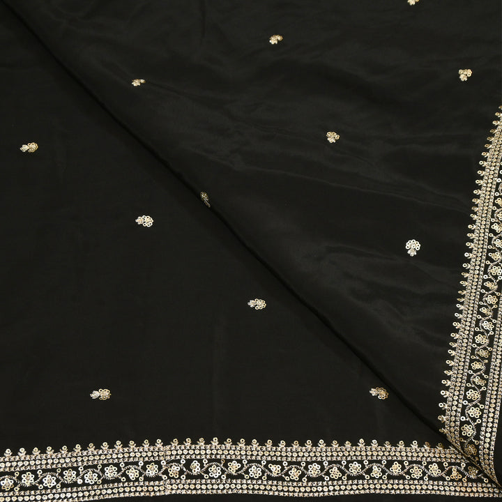 Premium Dyed Crepe Zari & Sequins Embroidery Fabric – Luxury Designer Crepe Fabric for Festive & Party Wear|KP1502-7