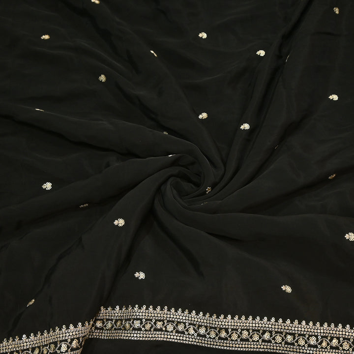 Premium Dyed Crepe Zari & Sequins Embroidery Fabric – Luxury Designer Crepe Fabric for Festive & Party Wear|KP1502-7