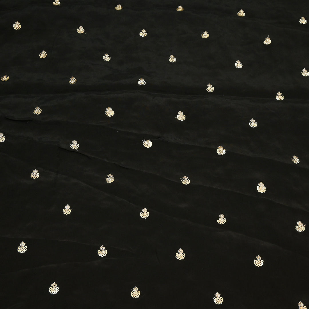 Premium Dyed Crepe Zari & Sequins Embroidery Fabric – Luxury Designer Crepe Fabric for Festive & Party Wear|KP1502-8