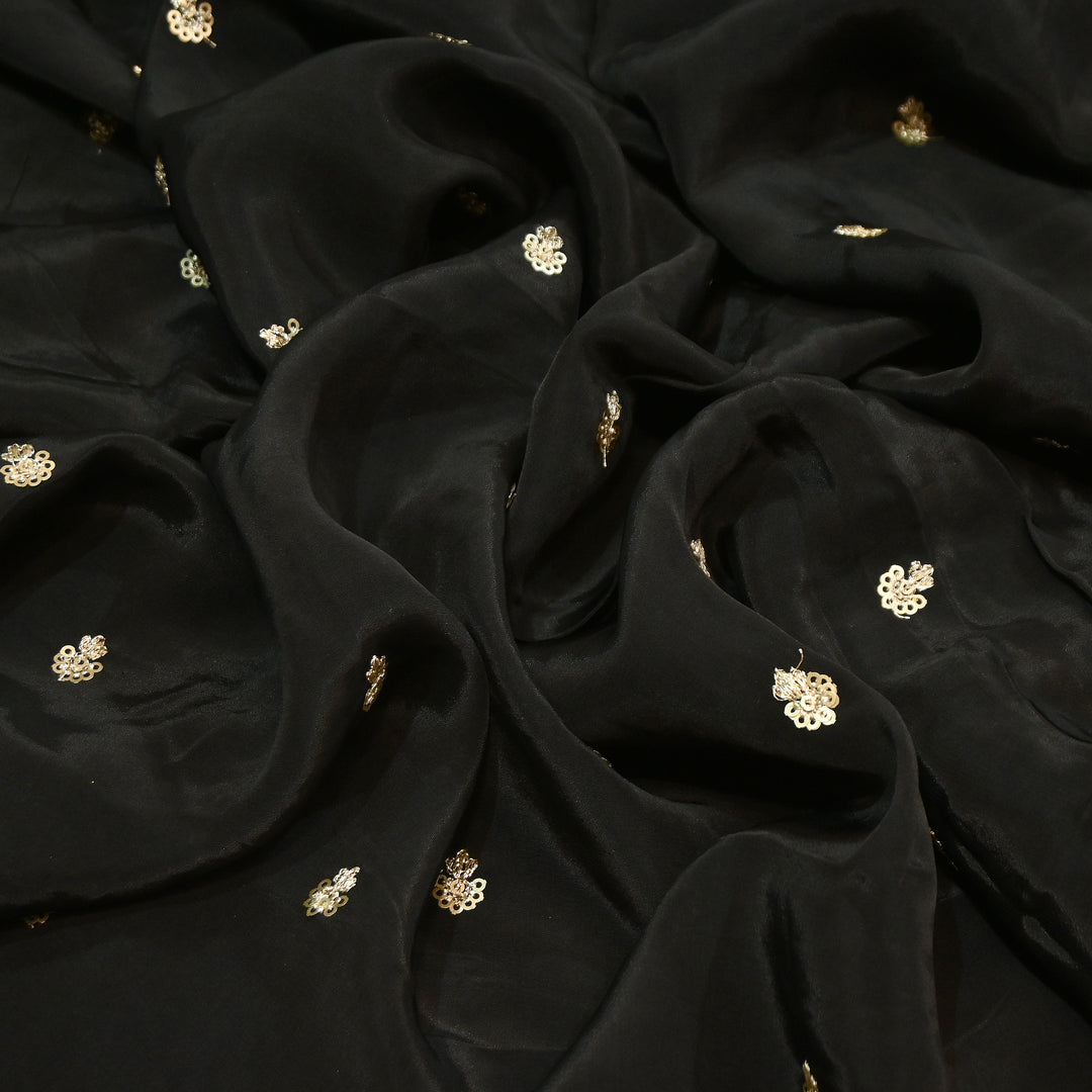 Premium Dyed Crepe Zari & Sequins Embroidery Fabric – Luxury Designer Crepe Fabric for Festive & Party Wear|KP1502-8