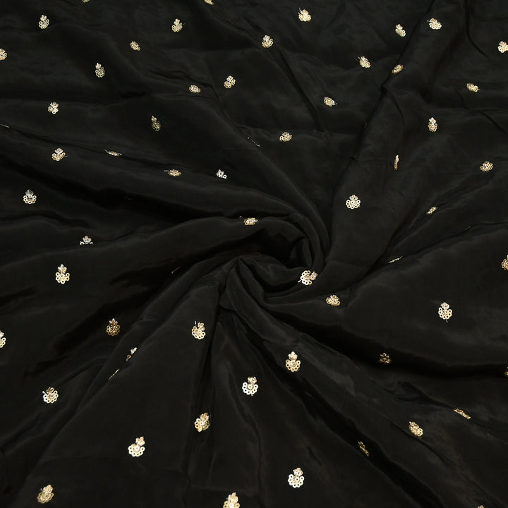 Premium Dyed Crepe Zari & Sequins Embroidery Fabric – Luxury Designer Crepe Fabric for Festive & Party Wear|KP1502-8