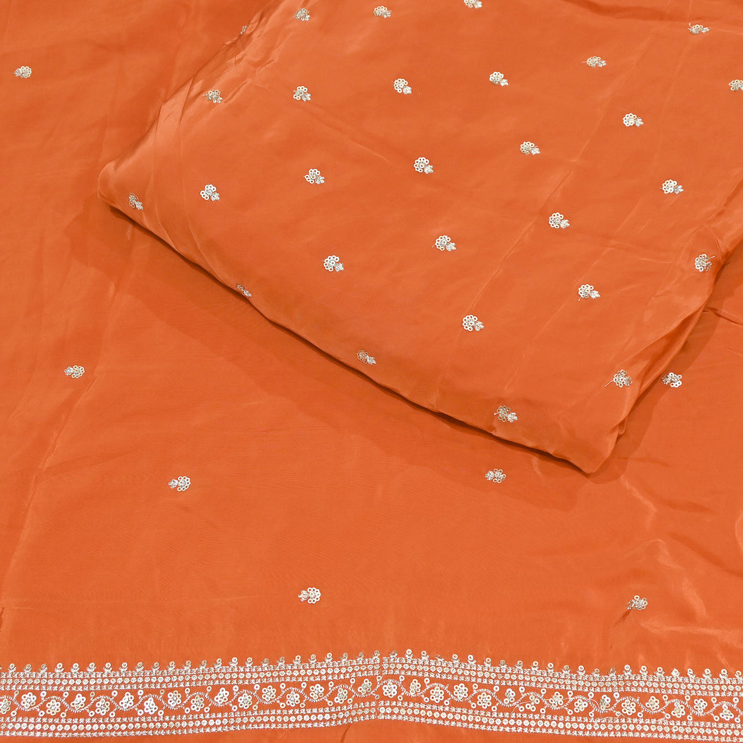 Premium Dyed Crepe Zari & Sequins Embroidery Fabric – Luxury Designer Crepe Fabric for Festive & Party Wear|KP1502-10