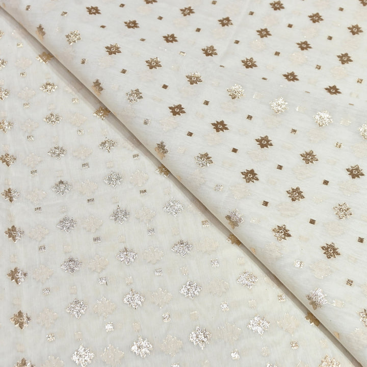 Banarasi Chanderi Buti Fabric 44" – Soft Lightweight Designer Weaving Fabric ✨-000485-3
