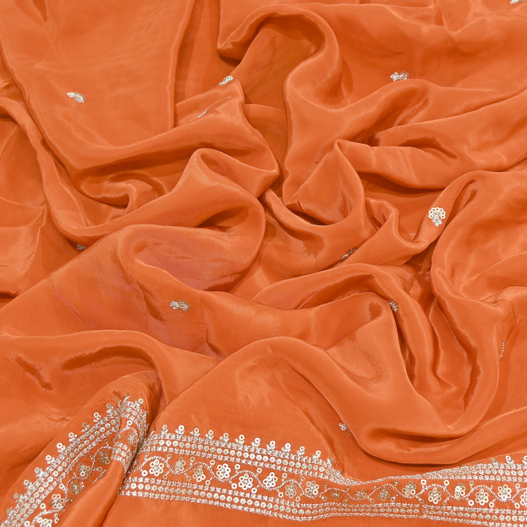 Premium Dyed Crepe Zari & Sequins Embroidery Fabric – Luxury Designer Crepe Fabric for Festive & Party Wear|KP1502-10