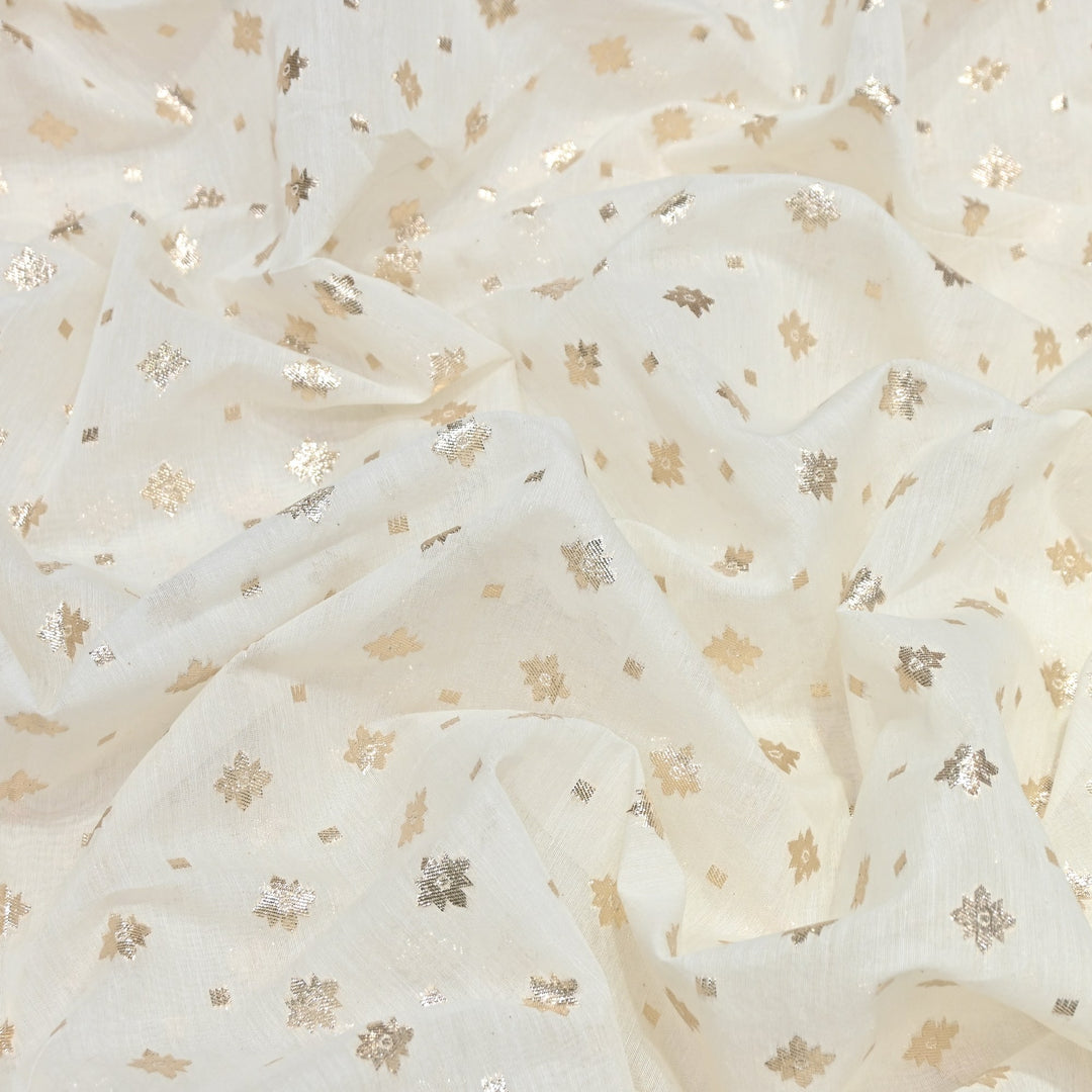 Banarasi Chanderi Buti Fabric 44" – Soft Lightweight Designer Weaving Fabric ✨-000485-3