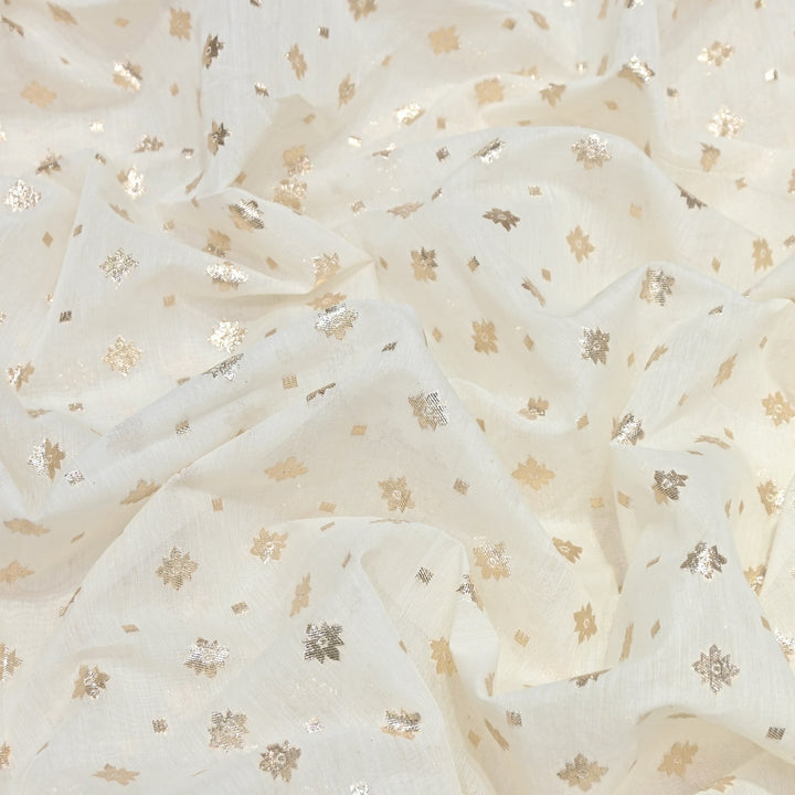 Banarasi Chanderi Buti Fabric 44" – Soft Lightweight Designer Weaving Fabric ✨-000485-3