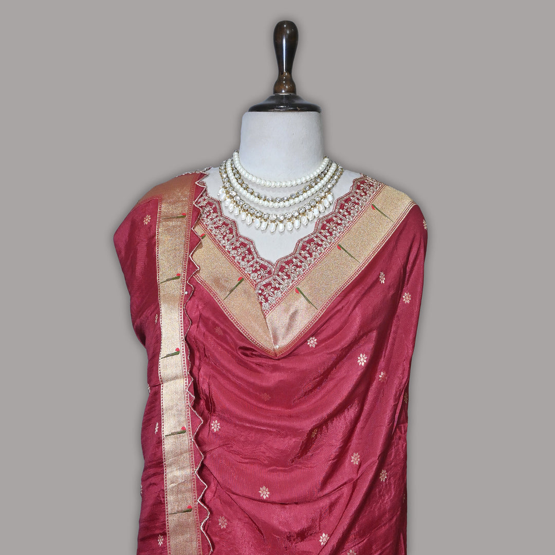 Dola Silk Zari Jacquard Dupatta | Designer Ethnic Dupatta -B88333-C