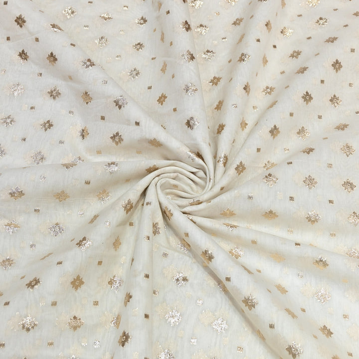 Banarasi Chanderi Buti Fabric 44" – Soft Lightweight Designer Weaving Fabric ✨-000485-3