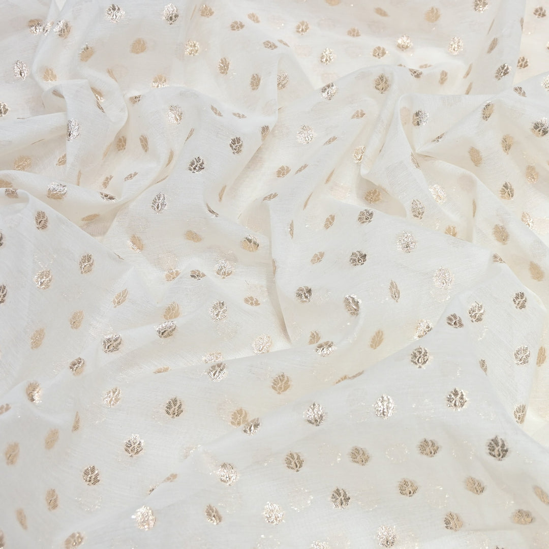 Banarasi Chanderi Buti Fabric 44" – Soft Lightweight Designer Weaving Fabric ✨-000485-4