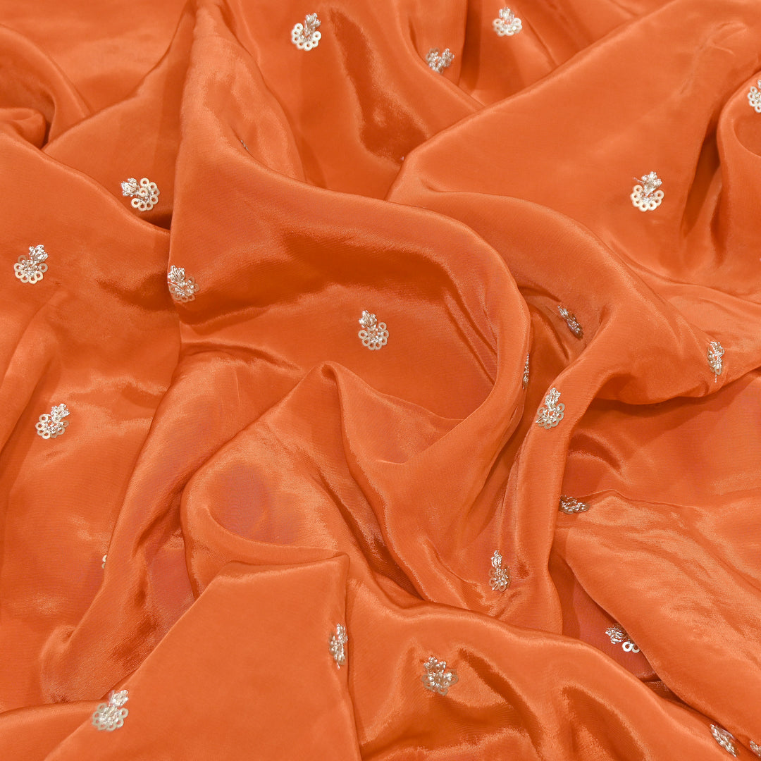 Premium Dyed Crepe Zari & Sequins Embroidery Fabric – Luxury Designer Crepe Fabric for Festive & Party Wear|KP1502-11