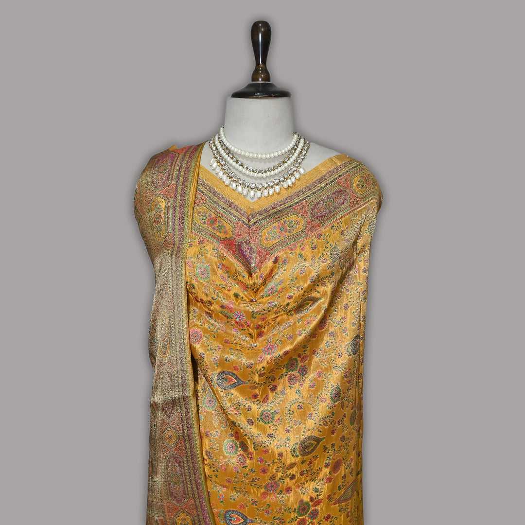 Tissue Zari Jacquard Position Embroidery Dupatta | Designer Festive Dupatta-V2855C-A