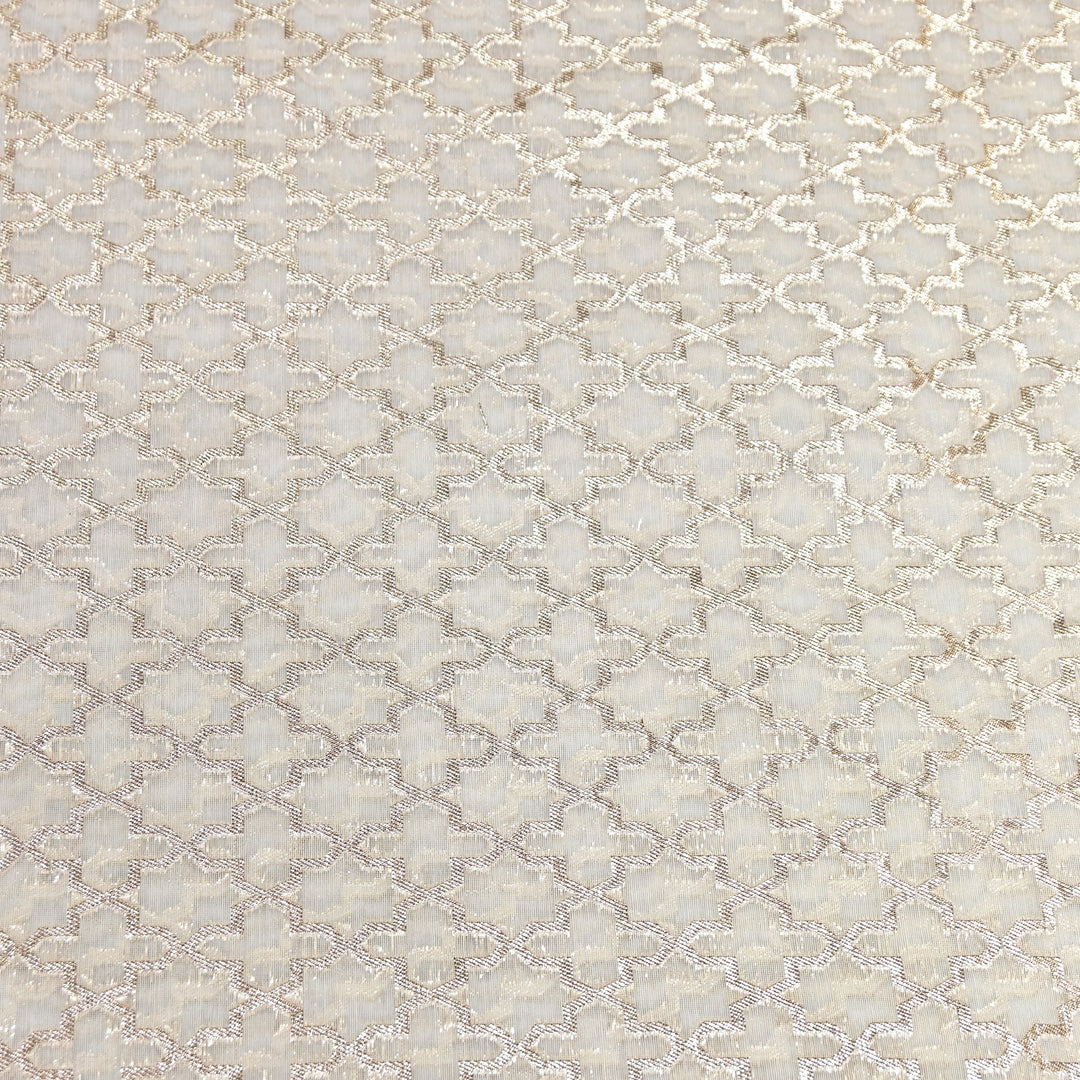 Banarasi Chanderi Geometric Jaal Fabric 44" – Elegant Designer Weave