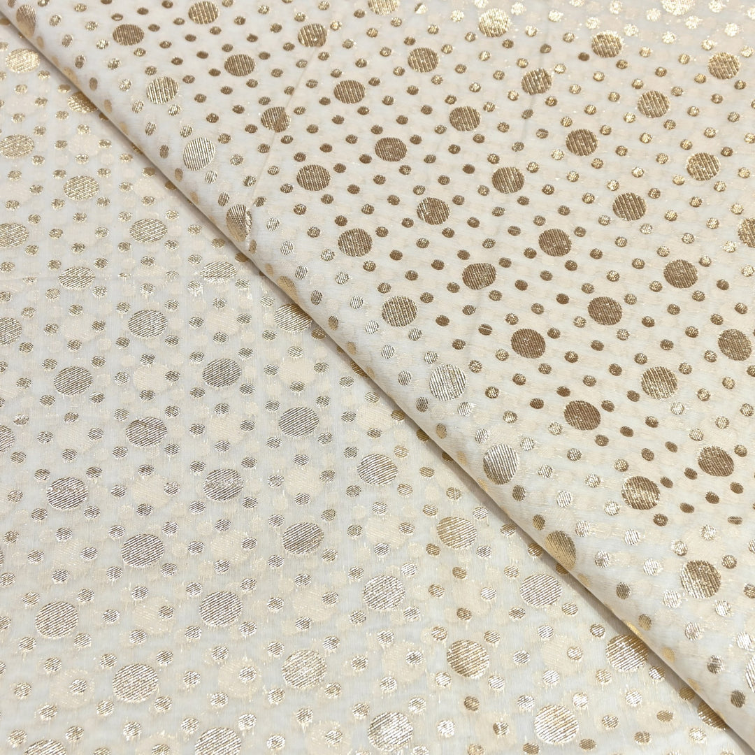 Banarasi Zari Polka Dot Chanderi Fabric 44" – Elegant Designer Weave-000485-7