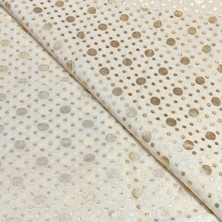 Banarasi Zari Polka Dot Chanderi Fabric 44" – Elegant Designer Weave-000485-7