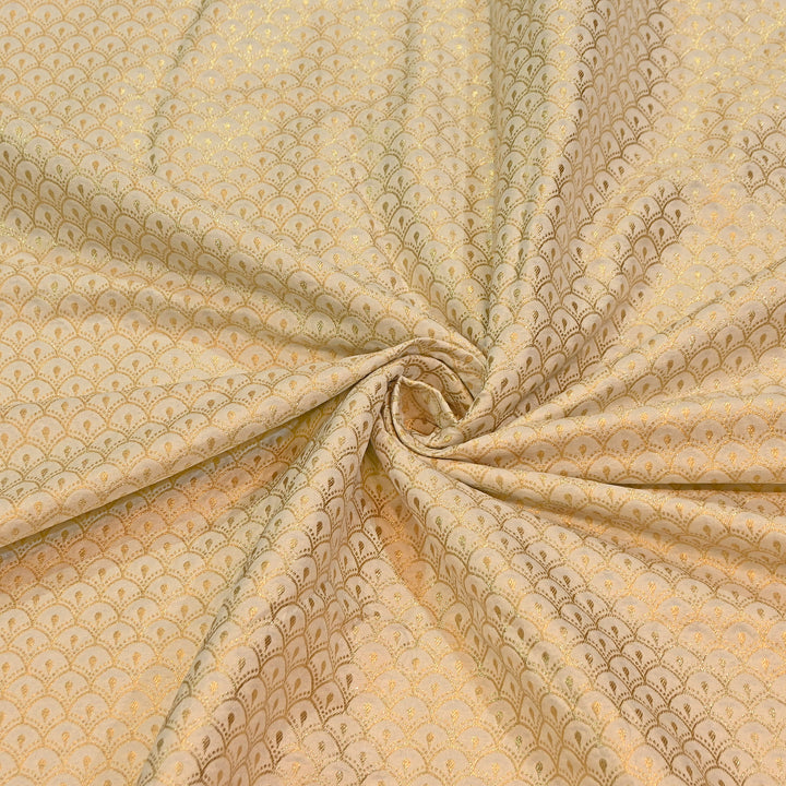 Premium Katan Dupion Silk Zari Brocade Fabric| Rich Traditional Floral & Paisley Designer Brocade | 000242 | C