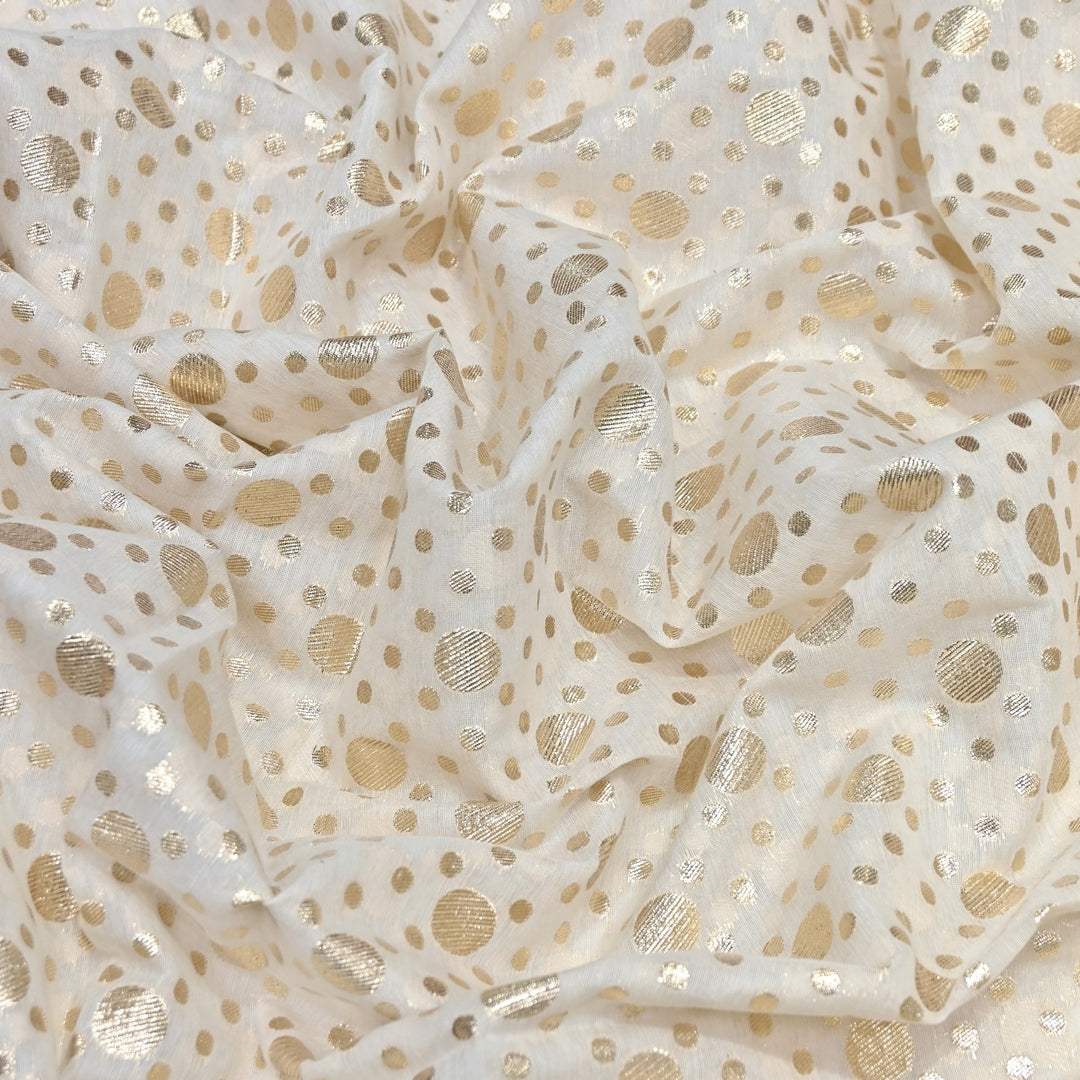Banarasi Zari Polka Dot Chanderi Fabric 44" – Elegant Designer Weave-000485-7