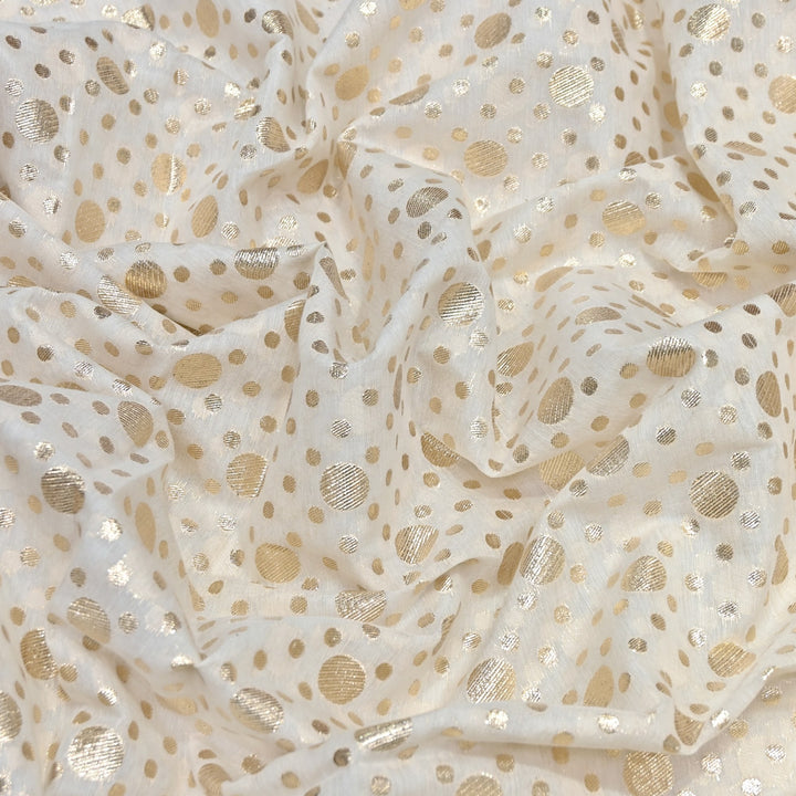 Banarasi Zari Polka Dot Chanderi Fabric 44" – Elegant Designer Weave-000485-7